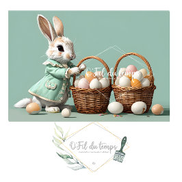 Papel De Seda Vintage Pastel Easter Bunny With Egg Basket