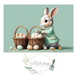 Papel De Seda Vintage Pastel Easter Bunny With Egg Basket