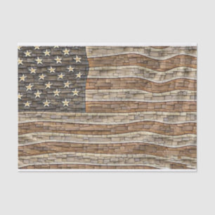 Papel De Seda Vintage Patriotic USA Flag em Stone Wall