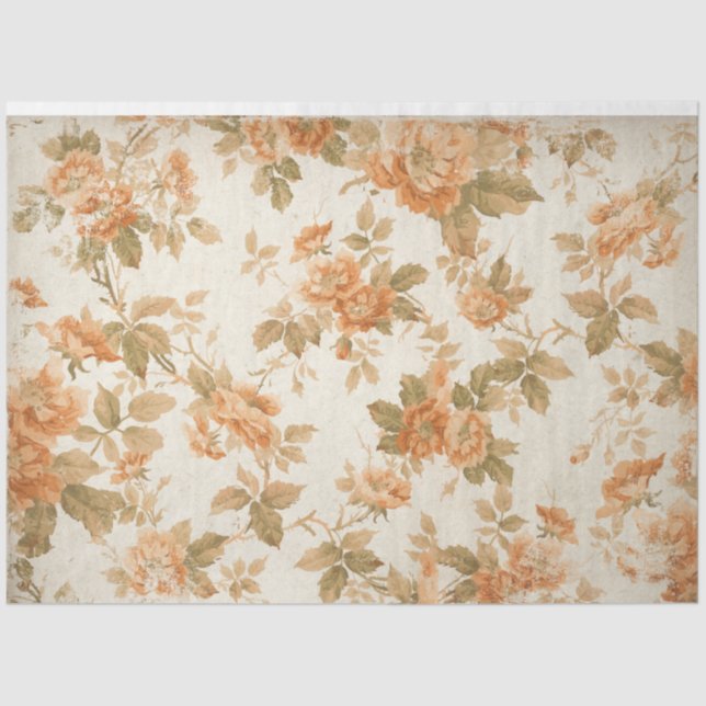 Papel De Seda Vintage Peach Floral Decoupage (Frente )