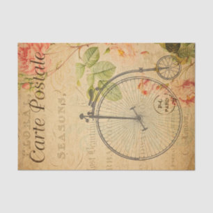 Papel De Seda Vintage Penny Farthing Bicycle Bike Floral French