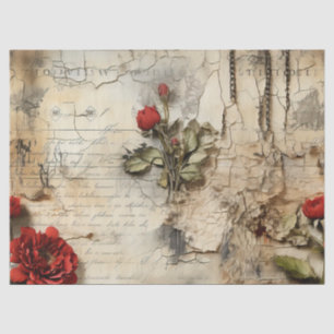 Papel De Seda Vintage - Pergaminho - Carta de Amor com Flores (1