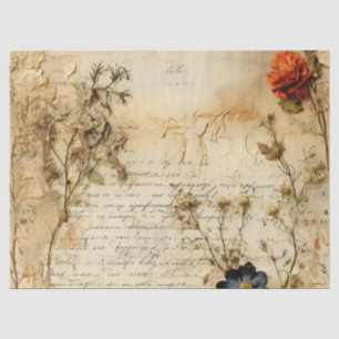 Papel De Seda Vintage - Pergaminho - Carta de Amor com Flores (5