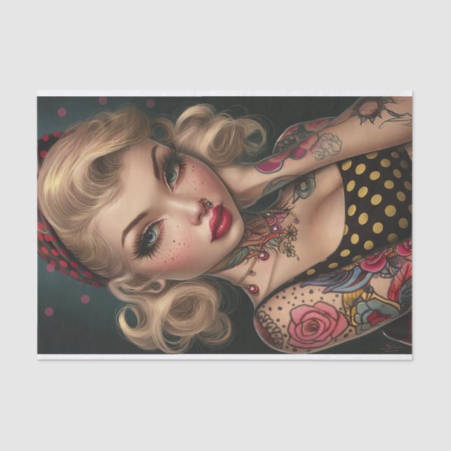 Papel De Seda Vintage Pin Up Girl12 (Frente )