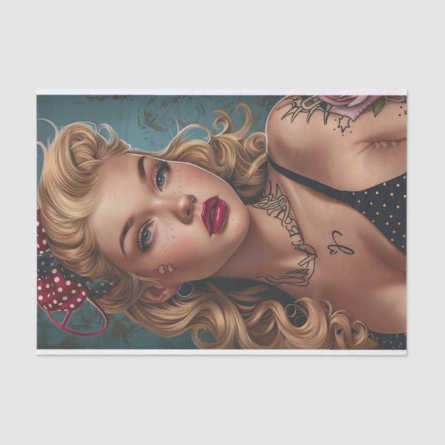 Papel De Seda Vintage Pin Up Girl14 (Frente )