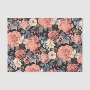 Papel De Seda Vintage Pink Blue Ivory Floral Decoupage