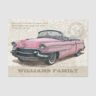 Papel De Seda Vintage Pink Classic Convertible Car Tissue Paper
