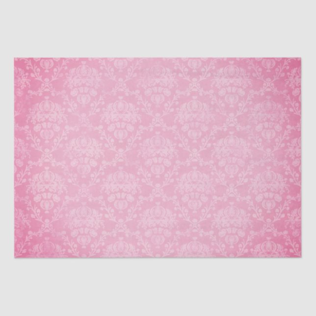 Papel De Seda Vintage Pink Damask Natal (Frente )