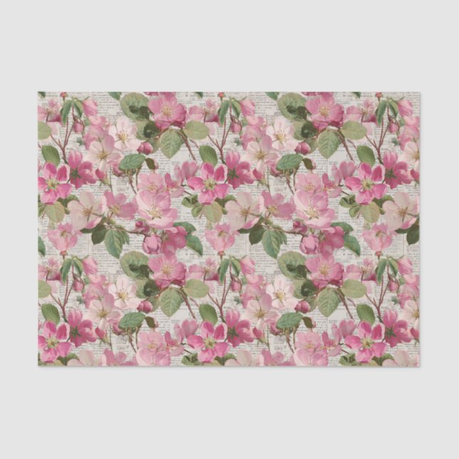Papel De Seda Vintage Pink Flowers Decoupage (Frente )