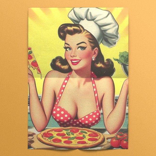 Papel De Seda Vintage Pizza Girl (Criador carregado)