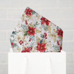 Papel De Seda Vintage Poinsettia Patterna Natal