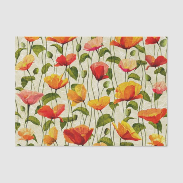 Papel De Seda Vintage. Poppies. (Frente )