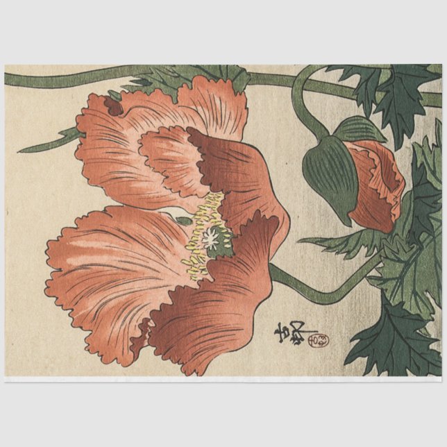 Papel De Seda Vintage Poppy Flower (Frente )