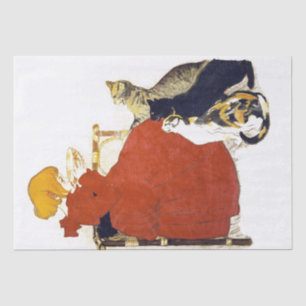 Papel De Seda Vintage Poster Francês Gatinhos Garota Milkl Pape