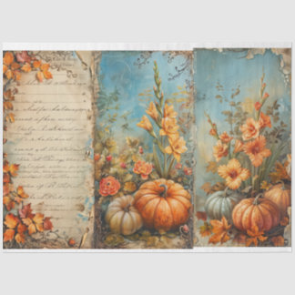 Papel De Seda Vintage Pumpkins com Script Francês