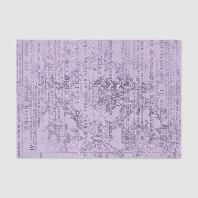 Papel De Seda Vintage Purple Newsprint (Frente )