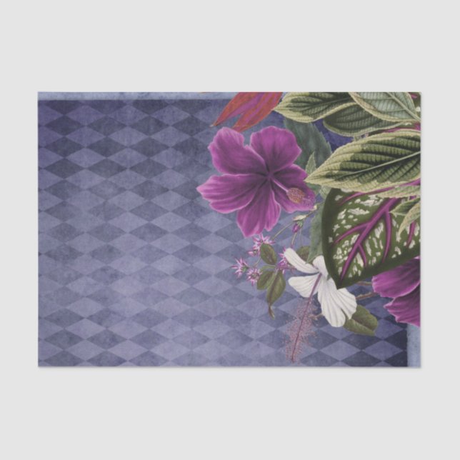 Papel De Seda Vintage Purple Tropical Floral (Frente )