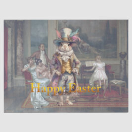 Papel De Seda Vintage rabbit top hat Happy Easter