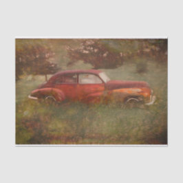 Papel De Seda Vintage Red Car Antiquado Arte Russa Antiga Decoup