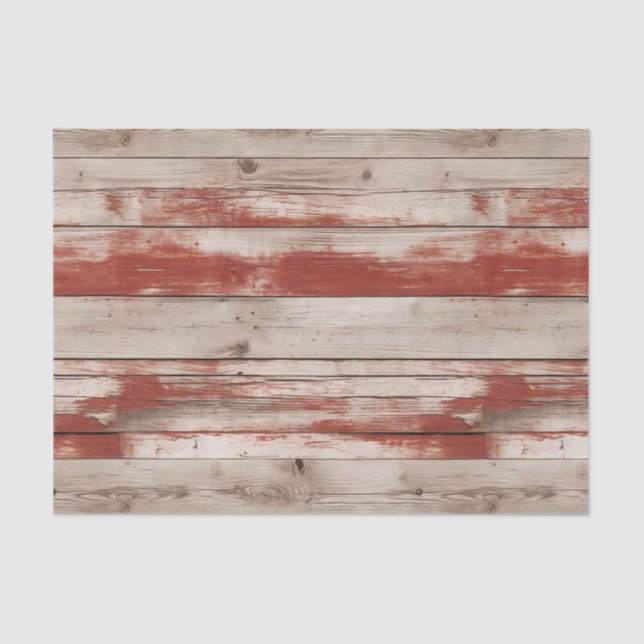 Papel De Seda Vintage Red Patriotic Faux Wood (Frente )