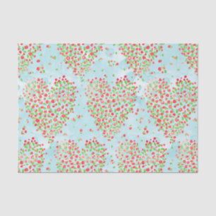 Papel De Seda Vintage Red Pink Rose Floral Hearts Blue Decoupage