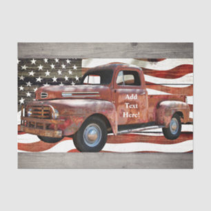 Papel De Seda Vintage Red Truck American Flag Paper