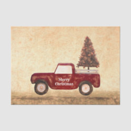 Papel De Seda Vintage Red Truck Árvore de Natal Russo Farmhouse