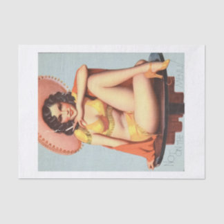 Papel De Seda Vintage Retro Brunette Pin Up Girl