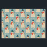 Papel De Seda Vintage Retro Christmas Snowman Light Blue<br><div class="desc">Neve natalina</div>