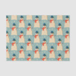 Papel De Seda Vintage Retro Christmas Snowman Light Blue<br><div class="desc">Neve natalina</div>