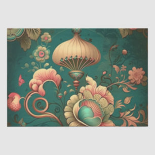 Papel De Seda Vintage retro design floral verde