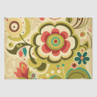 Papel De Seda Vintage retro design verde-claro-floral