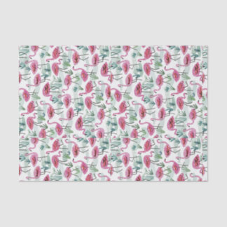 Papel De Seda Vintage Retro Flamingo - Branco Rosa