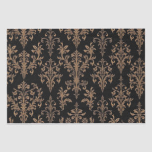 Papel De Seda Vintage Retro Preto e Dourado toile de jouy