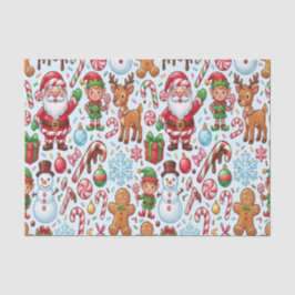 Papel De Seda Vintage Retro Red Candy Cane Wonderland Christmas
