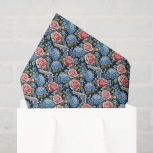 Papel De Seda Vintage Revolver Floral Com rendas E Flores