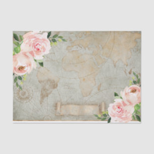 Papel De Seda Vintage - Rosa Floral de Vintage - Desduplicação
