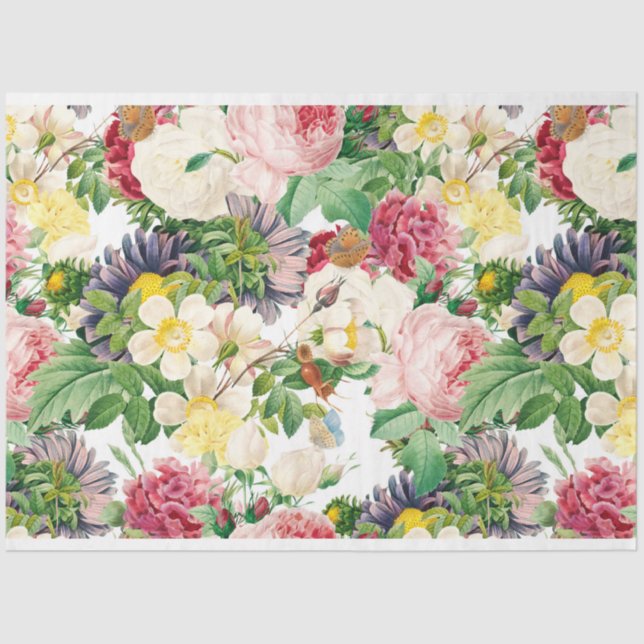 Papel De Seda Vintage Rosa Floral Medley (Frente )