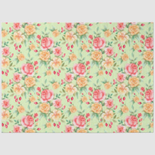 Papel De Seda Vintage Rosa Floral Moderno Popular