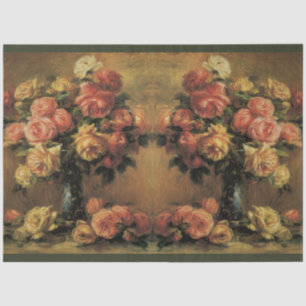 Papel De Seda Vintage Rosa Flower Buquê Dourado Decoupage Floral