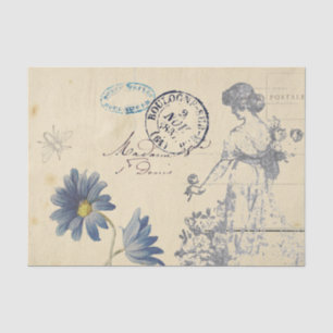 Papel De Seda Vintage - Rosa francesa Lady Beer Flower Carte Pos