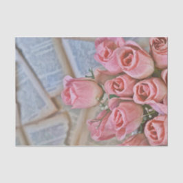 Papel De Seda Vintage Rosas Rosa-Chic
