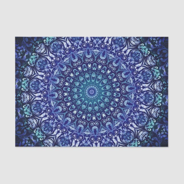 Papel De Seda Vintage Royal Blue Floral (Frente )