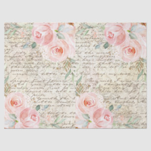Papel De Seda Vintage Rustic Blush Rosas Antiga - Letra Decoupag