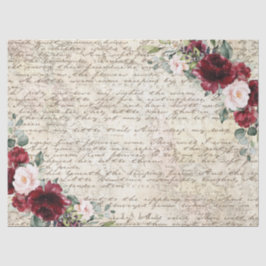 Papel De Seda Vintage Rustic Burgundy Rosa - Antiga Letra Decoup