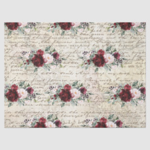 Papel De Seda Vintage Rustic Burgundy Rosa - Antiga Letra Decoup