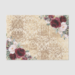 Papel De Seda Vintage Rustic Burgundy Rosa - Antiga Letra Decoup