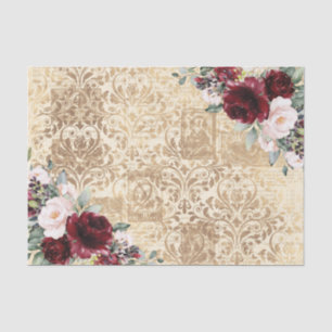 Papel De Seda Vintage Rustic Burgundy Rosa - Antiga Letra Decoup