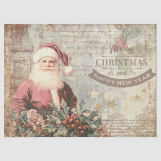 Papel De Seda Vintage Rustic Christmas Santa Decoupage Craft