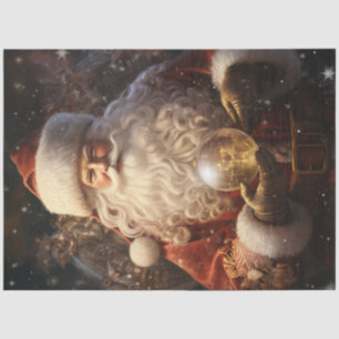 Papel De Seda Vintage Santa Claus com bola de Natal brilhante